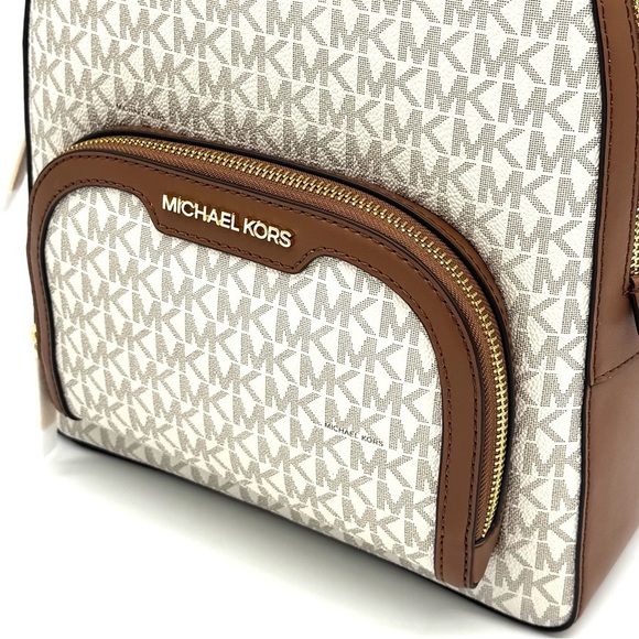 Michael Kors Medium Jaycee Zip Pocket Backpack & Bifold Zip Chain Wallet Vanilla - Picture 7 of 15